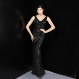 Women Formal Party Sequins Sleeveless Mermaid Evening Dress
