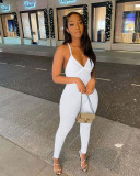 Women Solid Rib Suspender Yoga Jumpsuit