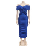 Women Solid Pleated Sleeveless Strapless Maxi Dress