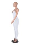 Women Solid Rib Suspender Yoga Jumpsuit