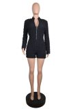 Ladies Solid Color Knitting Plaid Breathable Sexy V-Neck Jumpsuit