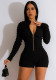 Ladies Solid Color Knitting Plaid Breathable Sexy V-Neck Jumpsuit