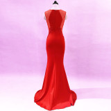 Women Formal Party Slim Elegant Sleeveless Mermaid Evening Dress