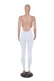 Women Solid Rib Suspender Yoga Jumpsuit
