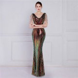 Plus Size Women Sequined Formal Party Evening Dress