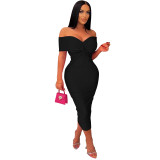 Women Solid Pleated Sleeveless Strapless Maxi Dress