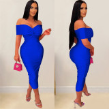 Women Solid Pleated Sleeveless Strapless Maxi Dress