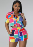 Women'S Clothes Printed Short Sleeve Shirt Shorts Set Two Piece Set