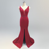 Ladies Summer Sexy V Neck Mermaid Evening Dress