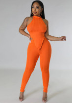 Women Summer Halter Neck Top and Trousers Two-Piece Set Women Summer Halter Neck Top and Trousers Two-Piece Set