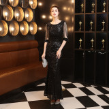 Plus Size Women Sequined Formal Party Maxi Evening Dress