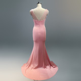 Ladies Summer Sexy V Neck Mermaid Evening Dress