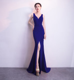 Ladies Summer Sexy V Neck Mermaid Evening Dress