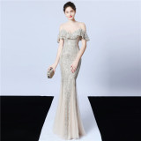 Plus Size Women Sequined Formal Party Maxi Evening Dress
