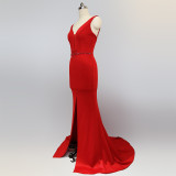 Ladies Summer Sexy V Neck Mermaid Evening Dress