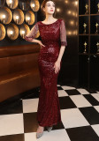 Plus Size Women Sequined Formal Party Maxi Evening Dress