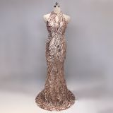 Women Formal Party Halter Neck Elegant Mermaid Evening Gown