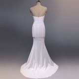 Ladies Summer Sexy V Neck Mermaid Evening Dress