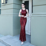 Plus Size Women Sequined Formal Party Maxi Evening Dress