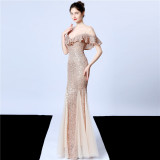 Plus Size Women Sequined Formal Party Maxi Evening Dress