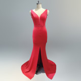 Ladies Summer Sexy V Neck Mermaid Evening Dress