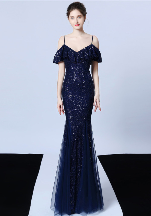 Plus Size Women Sequined Formal Party Maxi Evening Dress