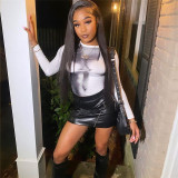 Women's Spring Tops Fashion 3d Printed Long Sleeve Slim Fit Slim Fit T-Shirt