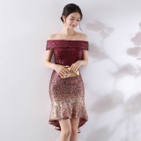Wrapped See-Through L Gradient Sequins Bodycon Sexy Dress Wedding Formal Party Dress