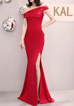 Off Shoulder Formal Party Evening Dress Women Fashion Party Long Elegant Slim Fit Sexy Fishtail Dress