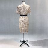 Tassel sequin lining high Elastic Satin with belt Maxi Slim Fit Chic dress party dress