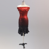 Wrapped See-Through L Gradient Sequins Bodycon Sexy Dress Wedding Formal Party Dress