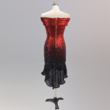 Wrapped See-Through L Gradient Sequins Bodycon Sexy Dress Wedding Formal Party Dress