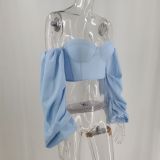 Women's Early Autumn Irregular Long Sleeve Sexy Fashion Women's Cropped Top