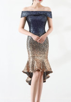 Wrapped See-Through L Gradient Sequins Bodycon Sexy Dress Wedding Formal Party Dress