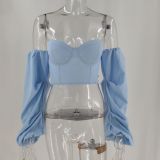 Women's Early Autumn Irregular Long Sleeve Sexy Fashion Women's Cropped Top