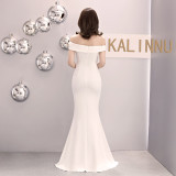 Off Shoulder Formal Party Evening Dress Women Fashion Party Long Elegant Slim Fit Sexy Fishtail Dress