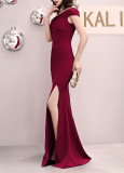Off Shoulder Formal Party Evening Dress Women Fashion Party Long Elegant Slim Fit Sexy Fishtail Dress