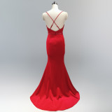 Trailing sexy slim evening dress Slim Fit Bodycon annual meeting host party club evening dress