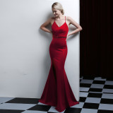 Trailing sexy slim evening dress Slim Fit Bodycon annual meeting host party club evening dress