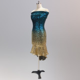 Wrapped See-Through L Gradient Sequins Bodycon Sexy Dress Wedding Formal Party Dress