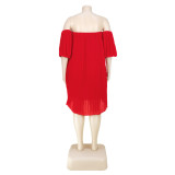 Fashion Plus Size Women's Chiffon Pufff Sleeve Drape Pleated off shoulder loose Dress