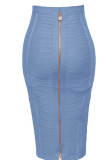 Bandage Skirt Striped Zipper Sexy High Waist Bodycon Skirt