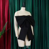 women Tops Women's Sexy Bow Wrap Chest African Strapless Blouse