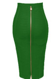 Bandage Skirt Striped Zipper Sexy High Waist Bodycon Skirt