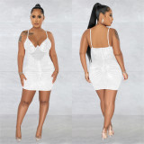 Women's Fashion Beaded Mesh straps Sleeveless club Dress