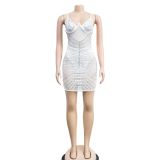 Women's Fashion Beaded Mesh straps Sleeveless club Dress