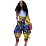 Women's Pants Print Wide-Leg Pants belted Casual Pants