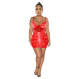 Women's Fashion Beaded Mesh straps Sleeveless club Dress