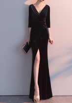 Long-sleeved evening dress women autumn fashion sexy velvet Slim Fit fishtail Formal Party long Dress Prom Dress Long-sleeved evening dress women autumn fashion sexy velvet Slim Fit fishtail Formal Party long Dress Prom Dress