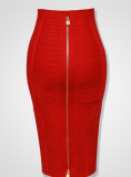 Bandage Skirt Striped Zipper Sexy High Waist Bodycon Skirt